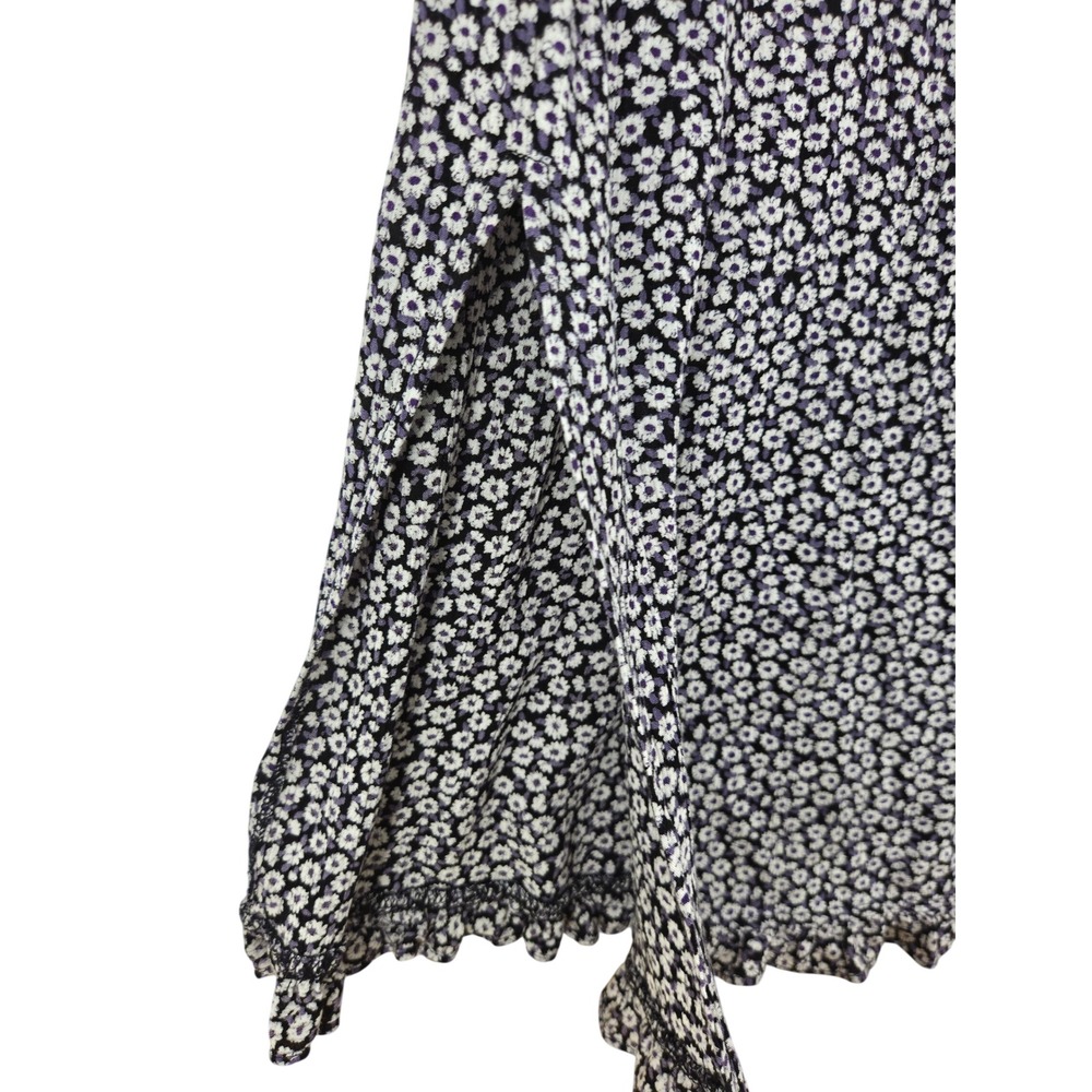 Rabbit Rabbit Rabbit Designs Floral Maxi Dress Purple Black Ruffle Hem Small - Picture 5 of 6
